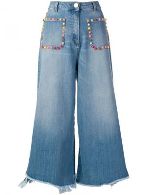 Укороченные широкие джинсы Elisabetta Franchi. Цвет: синий