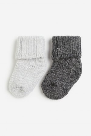 Две пары толстых носков из смесовой шерсти H&M
