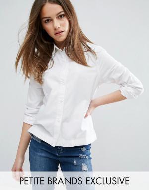 Белая приталенная рубашка Waven Petite. Цвет: белый