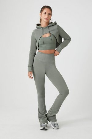 Бесшовные расклешенные леггинсы Active , оливковый Forever 21