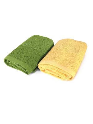 Комплект махровых полотенец, 2 шт. Тет-а-Тет. Цвет: желтый, зеленый