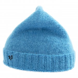 Голубая шапка с вышивкой RS Raf Simons