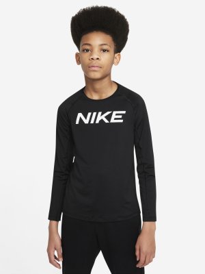 Лонгслив для мальчиков Pro Dri-FIT, Черный, размер 137-147 Nike. Цвет: черный
