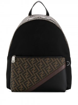 Рюкзак с логотипом FF Fendi. Цвет: коричневый