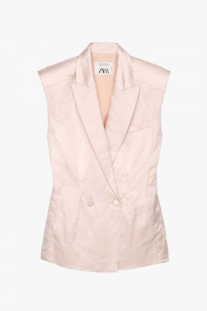 Жилет Zara Oversize Linen - Limited Edition, пыльно-розовый