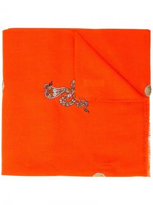Шарф с вышивкой Janavi. Цвет: оранжевый
