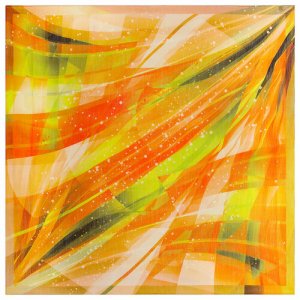 Платок ,115х115 см, оранжевый, желтый Павловопосадская платочная мануфактура. Цвет: желтый/зеленый/оранжевый/желтый