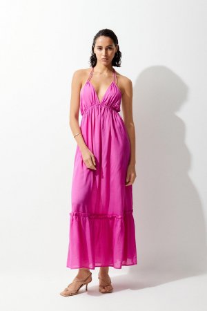 Многоярусное пляжное платье макси , розовый Karen Millen