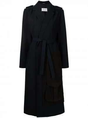 Пальто с контрастным карманом Maison Margiela. Цвет: синий