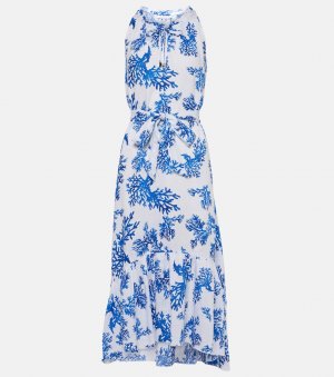 Льняное платье миди little dix bay с цветочным принтом , синий Heidi Klein