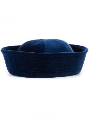 Бархатная шляпа с панельным дизайном Valas. Цвет: синий