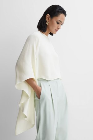 Блуза Лиана с круглым вырезом и накидкой , белый Reiss