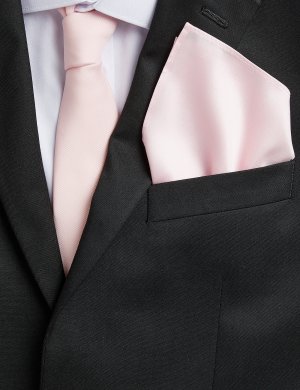 Тонкий комплект с галстуком и нагрудным платком , светло-розовый Marks & Spencer