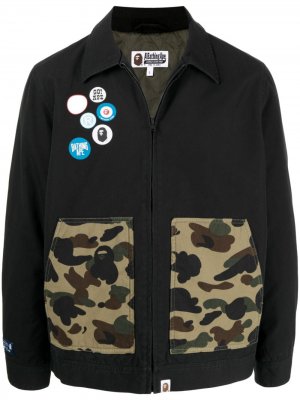 Куртка-рубашка с камуфляжным узором A BATHING APE®. Цвет: черный