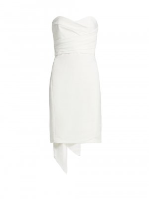 Шелковое платье с бантом из файля без бретелек , белый Amsale