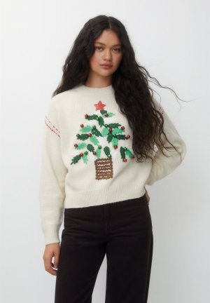 Свитер Embroidered Tree Christmas PULL&BEAR, бежевый Pull&Bear
