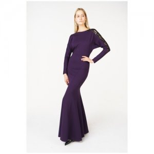 Вечернее платье в пол с кружевными вставками на рукавах 2619 Фиолетовый 46 La Vida Rica. Цвет: фиолетовый