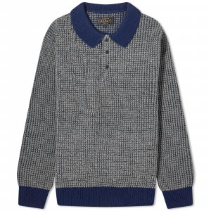 Поло Crochet Long Sleeve, цвет Navy & Grey Beams Plus