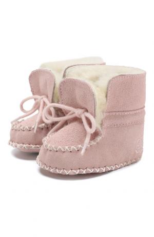 Замшевые пинетки на шнуровке Polo Ralph Lauren. Цвет: розовый