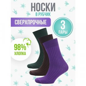 Носки, 3 пары, размер 40-44, фиолетовый, зеленый, коричневый Big Bang Socks. Цвет: фиолетовый/коричневый/зеленый
