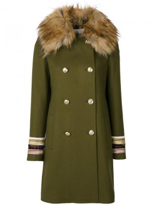 Двубортное пальто Bazar Deluxe. Цвет: зелёный