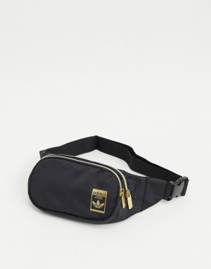 Черная сумка-кошелек на пояс с золотистым логотипом Adidas Originals superstar-Черный