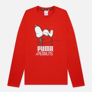 Мужской лонгслив x Peanuts LS Archive Logo Puma. Цвет: красный