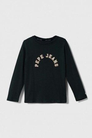 Хлопковая рубашка с длинными рукавами для мальчиков и девочек , зеленый Pepe Jeans