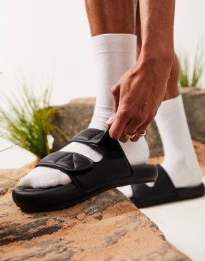 Черные сандалии с двумя уплотненными перемычками -Черный цвет ASOS DESIGN