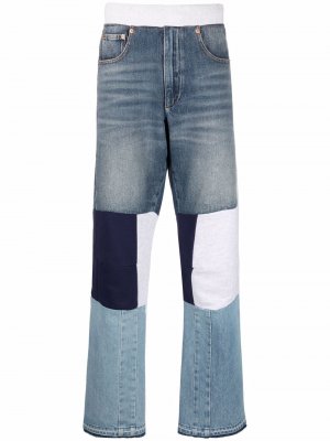 Прямые джинсы со вставками Valentino. Цвет: синий