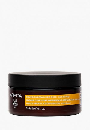 Маска для волос Apivita Питательная и восстанавливающая, с оливой медом, 200 мл. Цвет: белый