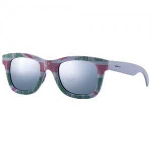 Солнцезащитные очки , вайфареры, оправа: пластик, с защитой от УФ, зеркальные, серый Italia Independent. Цвет: серый