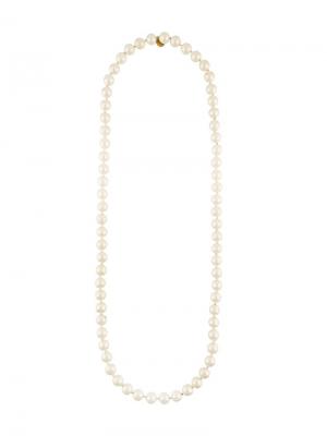 Длинное ожерелье из искусственного жемчуга Chanel Vintage. Цвет: белый
