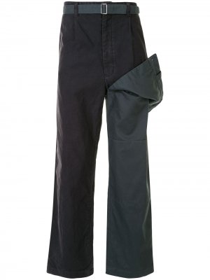 Многослойные брюки прямого кроя Maison Mihara Yasuhiro. Цвет: синий