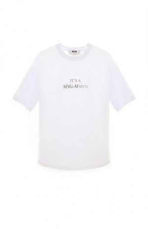 Хлопковая футболка MSGM. Цвет: белый