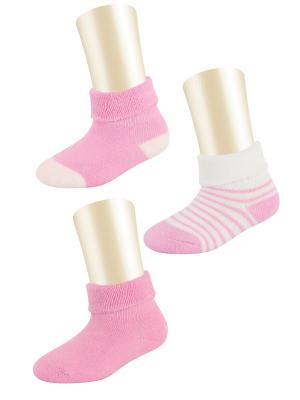 Носки, 3 пары Glamuriki. Цвет: розовый