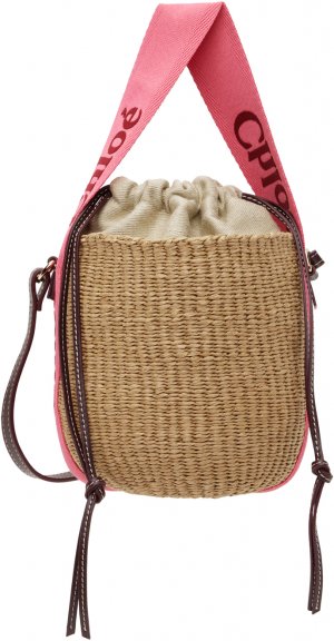 Маленькая бежево-розовая сумка-корзина Woody Chloe Chloé