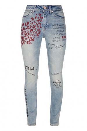 Джинсы с надписями и принтом Victoria Bonya Jeans. Цвет: голубой
