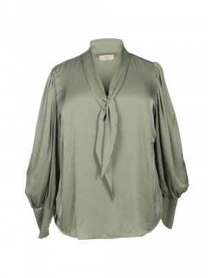 Плюс размер Атласная блузка с шарфом Mia , оливковый Mayes NYC