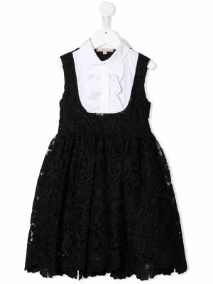 Кружевное платье ELIE SAAB JUNIOR. Цвет: черный