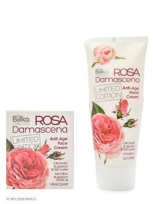 Набор Rose Damascene крем для лица anti-age+крем рук anti-age BILKA. Цвет: белый