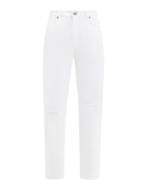 Белые джинсы на высокой посадке с декоративными прорезями ETRO. Цвет: белый