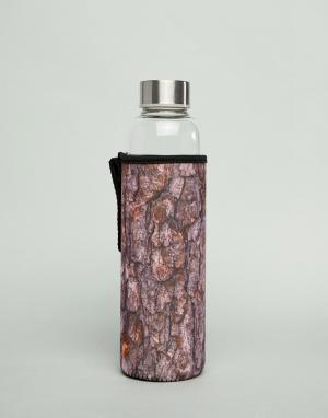 Стеклянная бутылка для воды с чехлом Kikkerland. Цвет: мульти