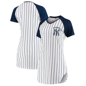 Женская спортивная белая ночная рубашка New York Yankees Vigor в тонкую полоску Concepts Unbranded