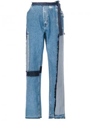 Широкие джинсы с заплатками Tome. Цвет: синий