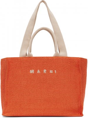 Оранжевая большая сумка для покупок Marni