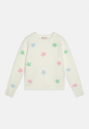 Вязаный свитер KOGVIRA LIFE FLOWER O-NECK Kids ONLY, цвет cloud dancer/begonia pink/clear sky/spring bouquet Only