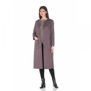Пальто , размер 50, коричневый Prima Woman. Цвет: коричневый