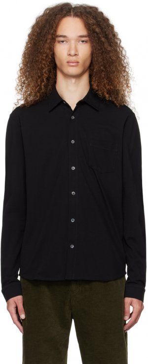 Черная рубашка с накладным карманом Sunspel