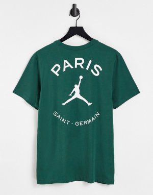 Зеленая футболка с логотипом Nike Paris Saint-Germain-Зеленый цвет Jordan